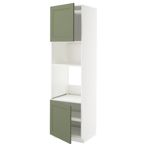 METOD - METOD Hi cb f oven/micro w 2 drs/shelves, white/Axstad grey-green, 60x60x220 cm