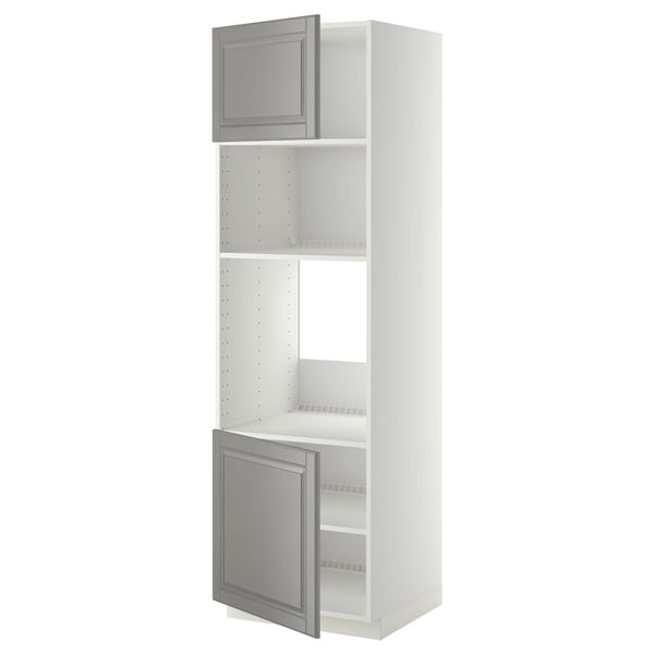 METOD - METOD Hi cb f oven/micro w 2 drs/shelves, white/Bodbyn grey, 60x60x200 cm