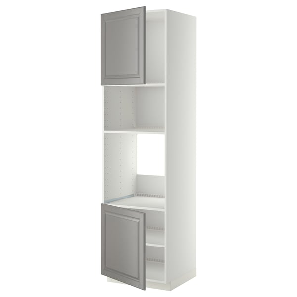 METOD - METOD Hi cb f oven/micro w 2 drs/shelves, white/Bodbyn grey, 60x60x220 cm