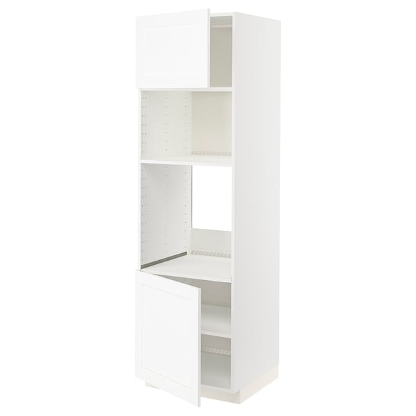 METOD - METOD Hi cb f oven/micro w 2 drs/shelves, white Enköping/white wood effect, 60x60x200 cm