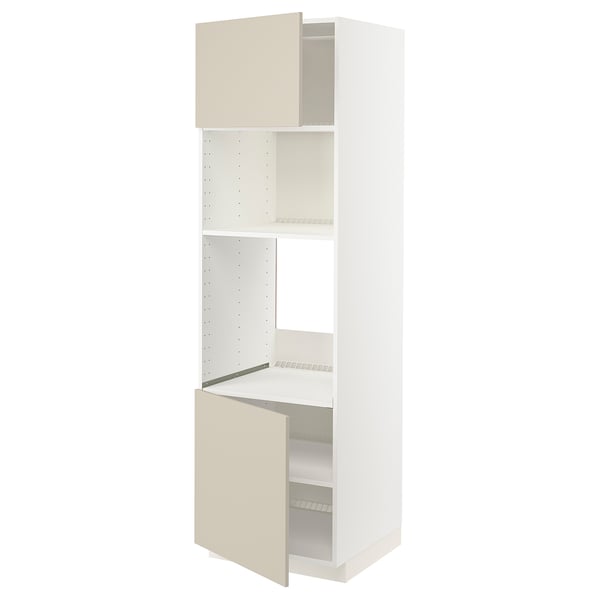 METOD high cabinet f built-in appliances, white/Havstorp beige, 60x60x200 cm