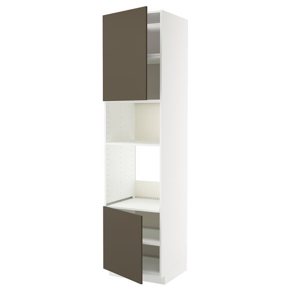 METOD high cabinet f built-in appliances, white/Havstorp brown-beige, 60x60x240 cm