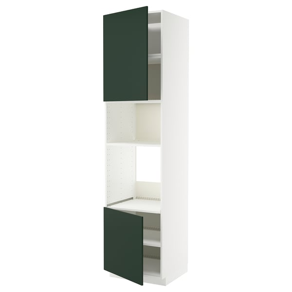 METOD - METOD Hi cb f oven/micro w 2 drs/shelves, white/Havstorp deep green, 60x60x240 cm