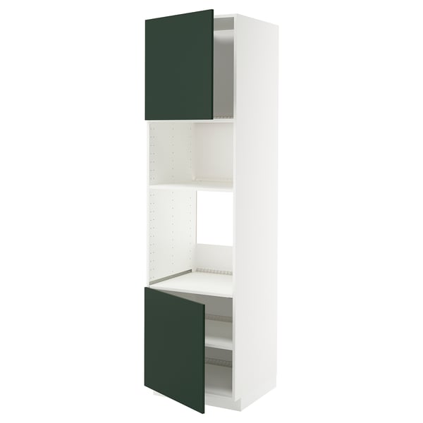 METOD - METOD Hi cb f oven/micro w 2 drs/shelves, white/Havstorp deep green, 60x60x220 cm