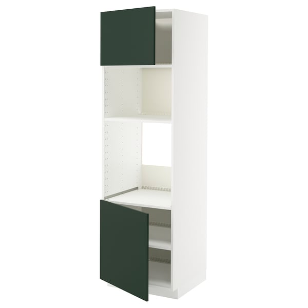 METOD - METOD Hi cb f oven/micro w 2 drs/shelves, white/Havstorp deep green, 60x60x200 cm