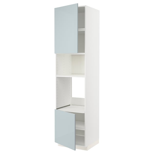 METOD hi cb f oven/micro w 2 drs/shelves, white/Kallarp light grey-blue, 60x60x240 cm