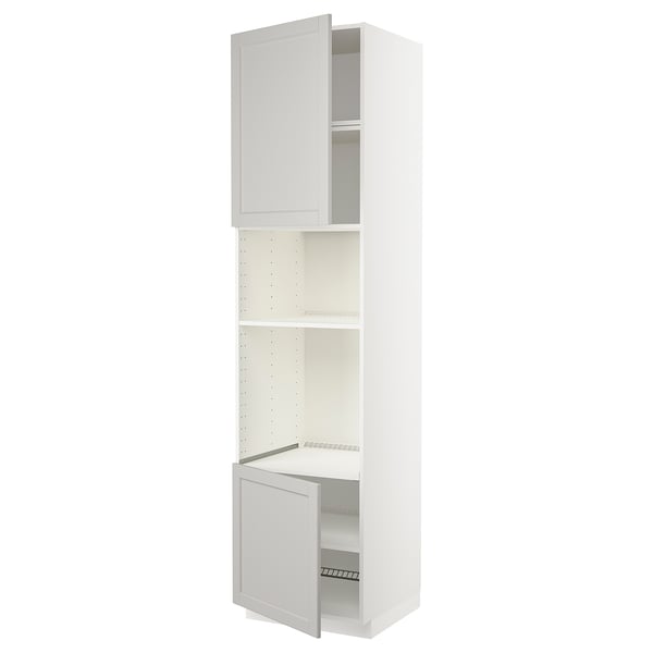 METOD high cabinet f built-in appliances, white/Lerhyttan light grey, 60x60x240 cm
