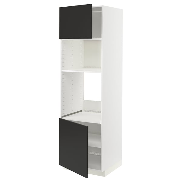 METOD - METOD Hi cb f oven/micro w 2 drs/shelves, white/Nickebo matt anthracite, 60x60x200 cm