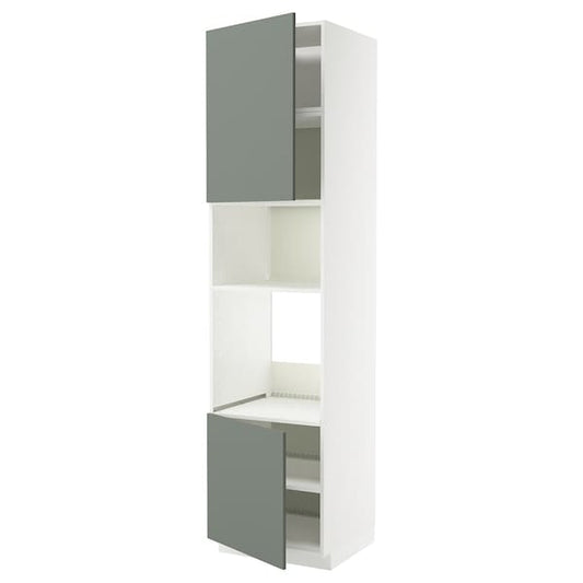 Ikea METOD - Hi cb f oven/micro w 2 drs/shelves, white/Nickebo matt grey-green, 60x60x240 cm