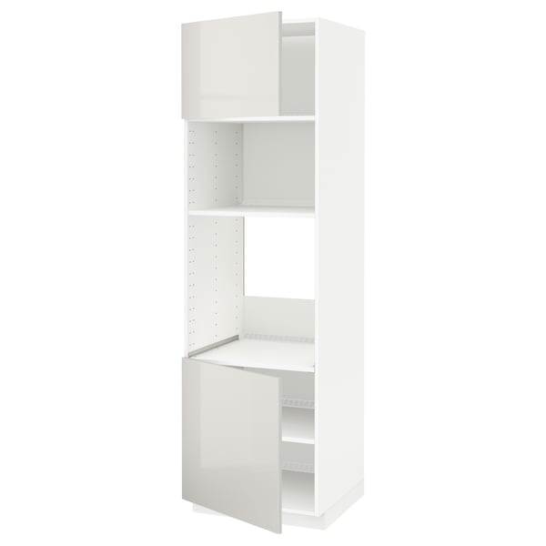 METOD high cabinet f built-in appliances, white/Ringhult light grey, 60x60x200 cm