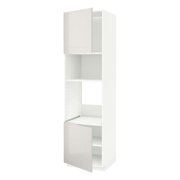 METOD high cabinet f built-in appliances, white/Ringhult light grey, 60x60x220 cm
