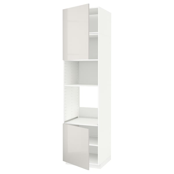 METOD - METOD Hi cb f oven/micro w 2 drs/shelves, white/Ringhult light grey, 60x60x240 cm