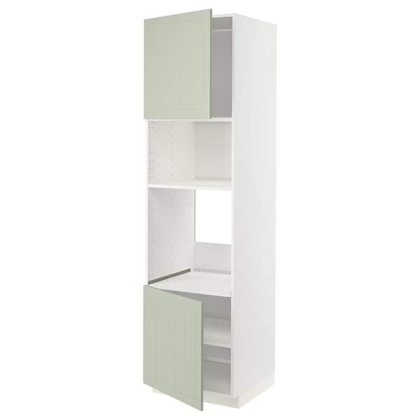 METOD - METOD Hi cb f oven/micro w 2 drs/shelves, white/Stensund light green, 60x60x220 cm
