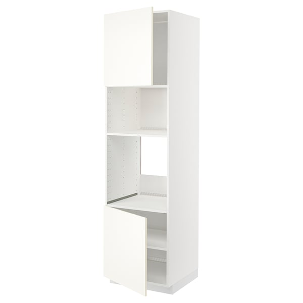 METOD - METOD Hi cb f oven/micro w 2 drs/shelves, white/Vallstena white, 60x60x220 cm