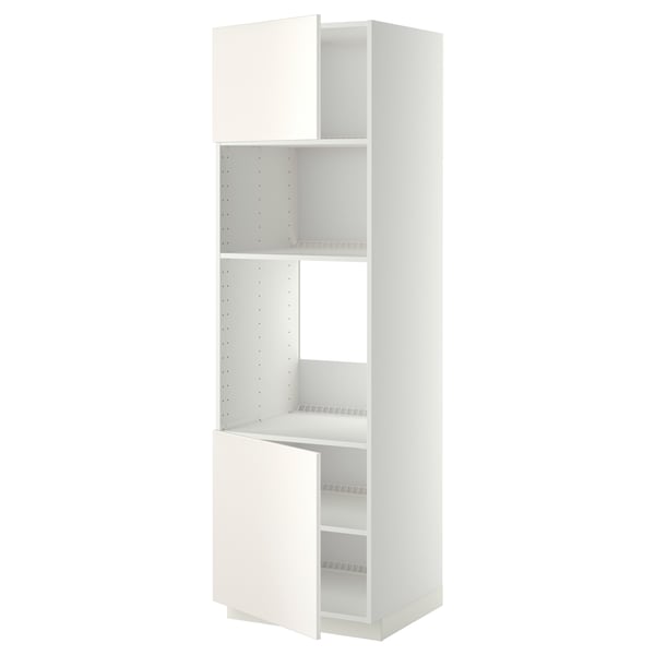 METOD - METOD Hi cb f oven/micro w 2 drs/shelves, white/Veddinge white, 60x60x200 cm