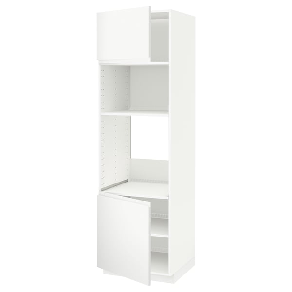 METOD high cabinet f built-in appliances, white/Voxtorp matt white, 60x60x200 cm
