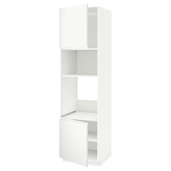 METOD - METOD Hi cb f oven/micro w 2 drs/shelves, white/Voxtorp matt white, 60x60x220 cm