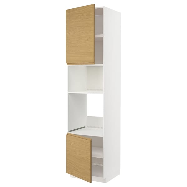 Ikea METOD - Hi cb f oven/micro w 2 drs/shelves, white/Voxtorp oak effect, 60x60x240 cm