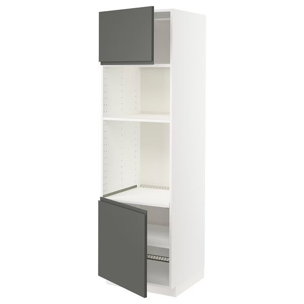 METOD - METOD Hi cb f oven/micro w 2 drs/shelves, white/Voxtorp dark grey, 60x60x200 cm
