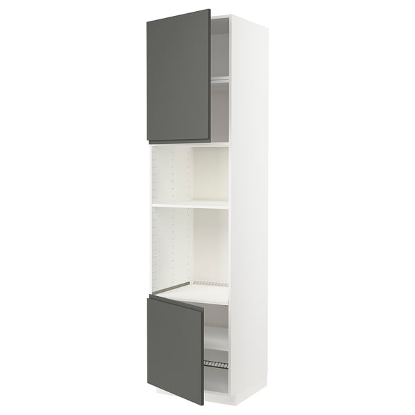 METOD high cabinet f built-in appliances, white/Voxtorp dark grey, 60x60x240 cm