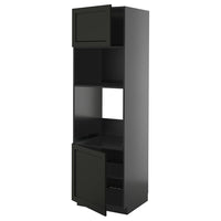 METOD hi cb f oven/micro w 2 drs/shelves, black-grey/Lerhyttan black stained, 60x60x200 cm