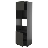 METOD hi cb f oven/micro w 2 drs/shelves, black-grey/Nickebo matt anthracite, 60x60x200 cm