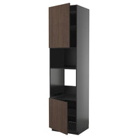 METOD high cabinet f built-in appliances, black-grey/Sinarp brown, 60x60x240 cm