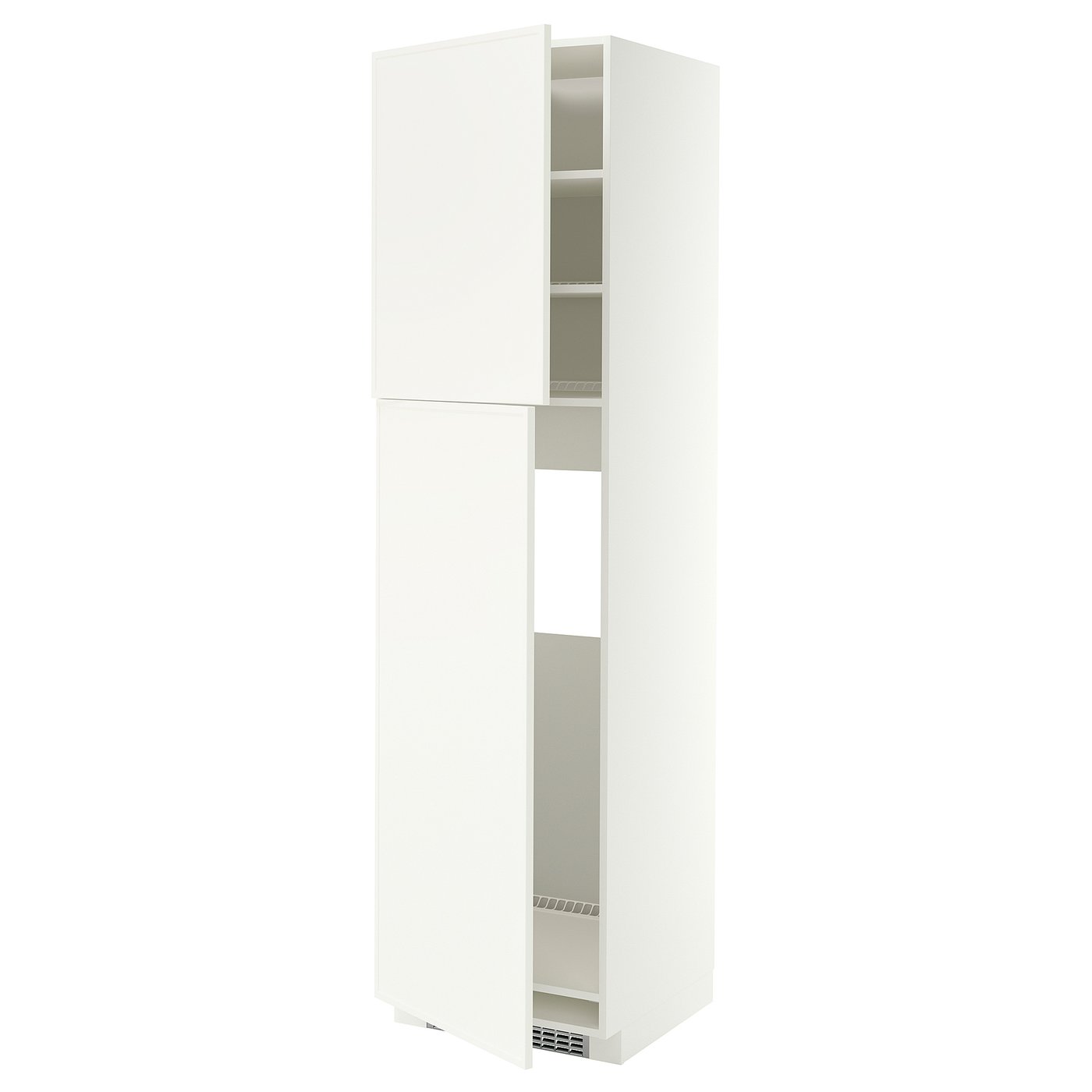 METOD high cabinet for fridge w 2 doors, white/Aspudden matt white, 60x60x220 cm