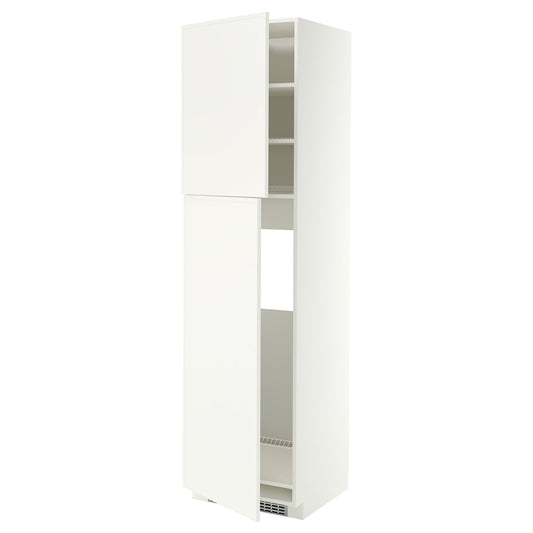 METOD high cabinet for fridge w 2 doors, white/Aspudden matt white, 60x60x220 cm