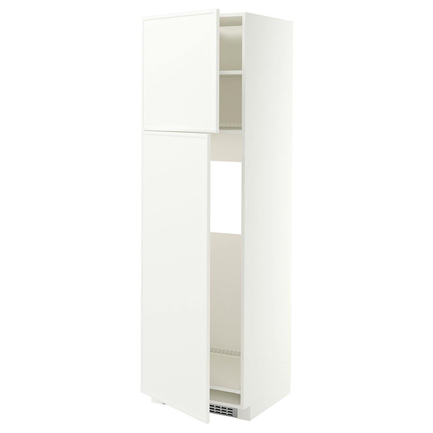 METOD high cabinet for fridge w 2 doors, white/Aspudden matt white, 60x60x200 cm