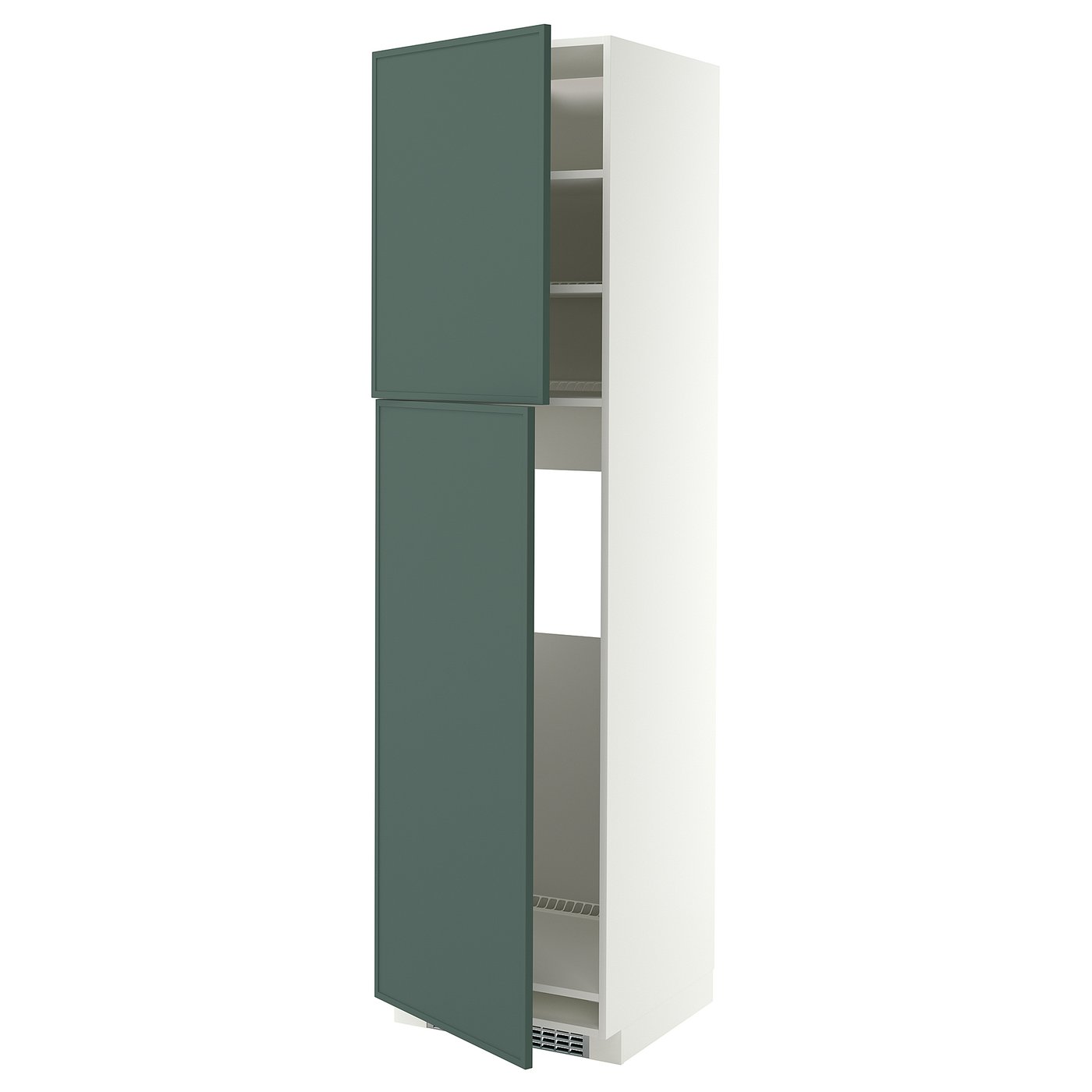 METOD high cabinet for fridge w 2 doors, white/Aspudden dark grey-green, 60.0x220.0x60.0 cm
