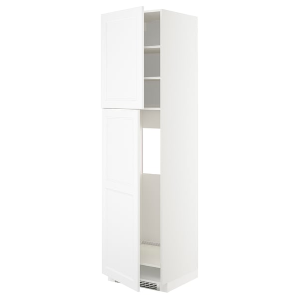 METOD high cabinet for fridge w 2 doors, white/Axstad matt white, 60x60x220 cm