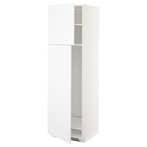 METOD - METOD High cabinet for fridge w 2 doors, white/Axstad matt white, 60x60x200 cm