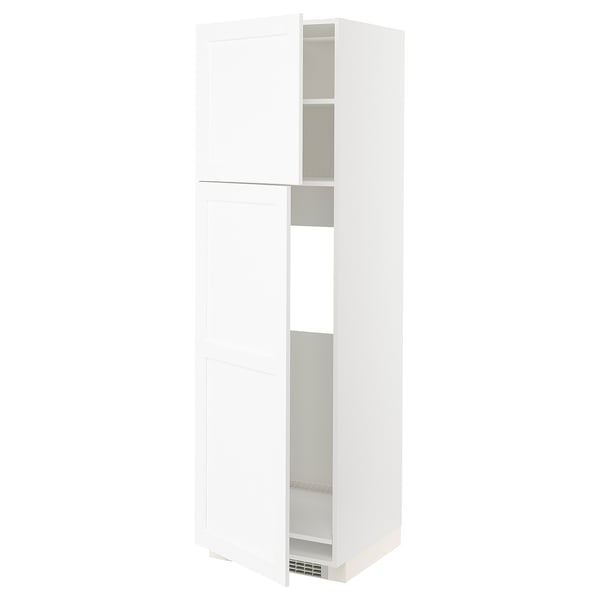 METOD high cabinet for fridge w 2 doors, white Enköping/white wood effect, 60x60x200 cm