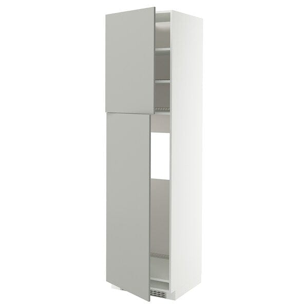 Ikea METOD - High cabinet for fridge w 2 doors, white/Havstorp light grey, 60x60x220 cm