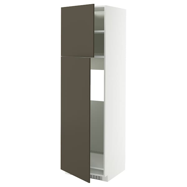 Ikea METOD - High cabinet for fridge w 2 doors, white/Havstorp brown-beige, 60x60x200 cm