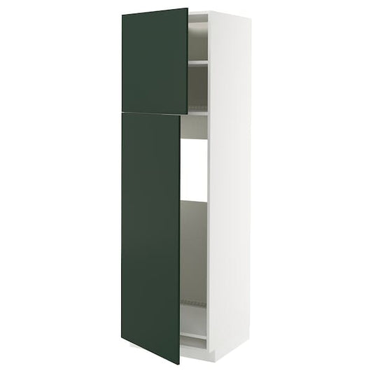 Ikea METOD - High cabinet for fridge w 2 doors, white/Havstorp deep green, 60x60x200 cm