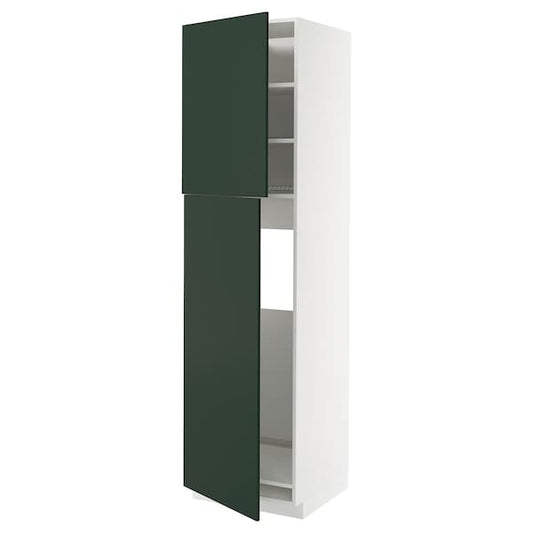 Ikea METOD - High cabinet for fridge w 2 doors, white/Havstorp deep green, 60x60x220 cm