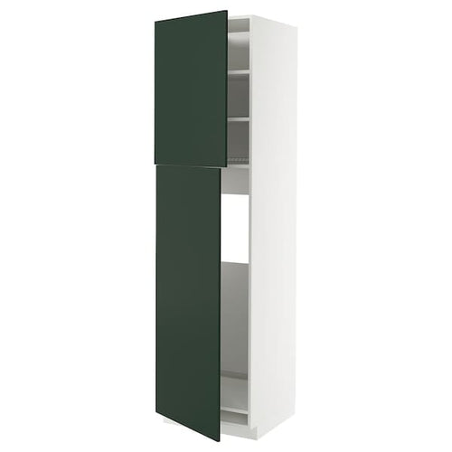 METOD - METOD High cabinet for fridge w 2 doors, white/Havstorp deep green, 60x60x220 cm