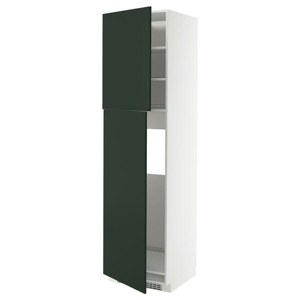 Ikea METOD - High cabinet for fridge w 2 doors, white/Havstorp deep green, 60x60x220 cm