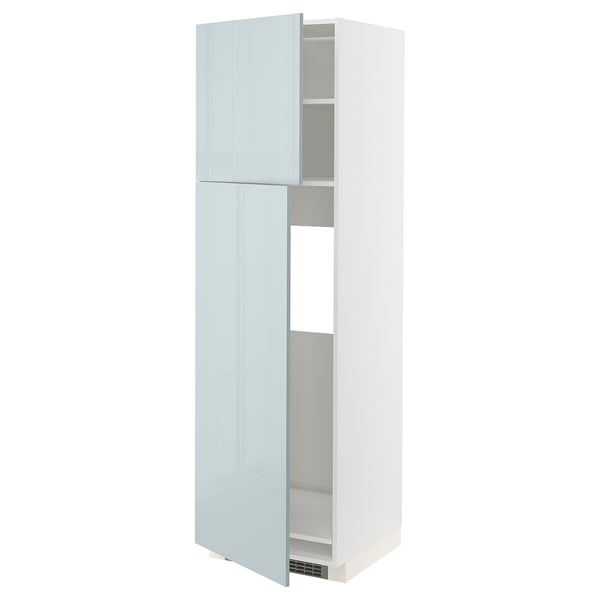 METOD - METOD High cabinet for fridge w 2 doors, white/Kallarp light grey-blue, 60x60x200 cm