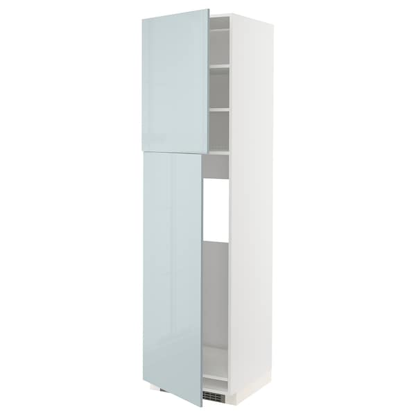 Ikea METOD - High cabinet for fridge w 2 doors, white/Kallarp light grey-blue, 60x60x220 cm