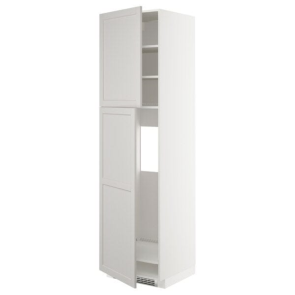 Ikea METOD - High cabinet for fridge w 2 doors, white/Lerhyttan light grey , 60x60x220 cm