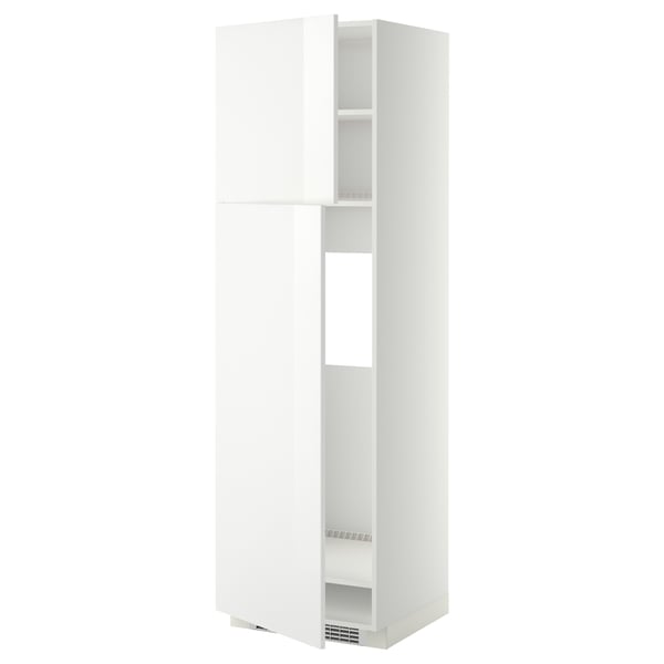 METOD - METOD High cabinet for fridge w 2 doors, white/Ringhult white, 60x60x200 cm