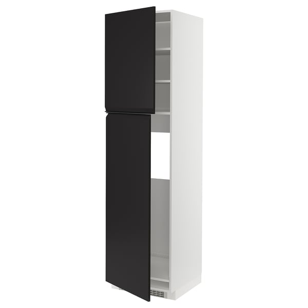 METOD high cabinet for fridge w 2 doors, white/Upplöv matt anthracite, 60x60x220 cm
