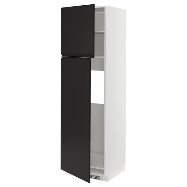 METOD high cabinet for fridge w 2 doors, white/Upplöv matt anthracite, 60x60x200 cm