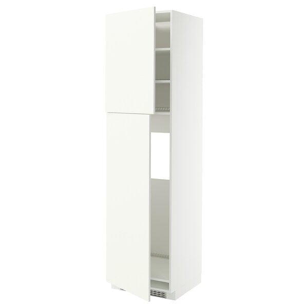 Ikea METOD - High cabinet for fridge w 2 doors, white/Vallstena white, 60x60x220 cm