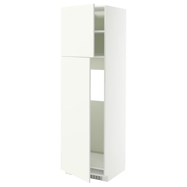 Ikea METOD - High cabinet for fridge w 2 doors, white/Vallstena white, 60x60x200 cm