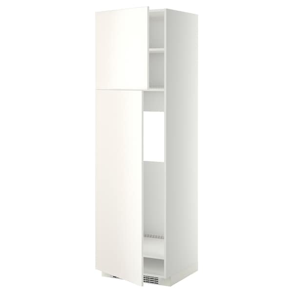 METOD - High cabinet for fridge w 2 doors, white/Veddinge white , 60x60x200 cm