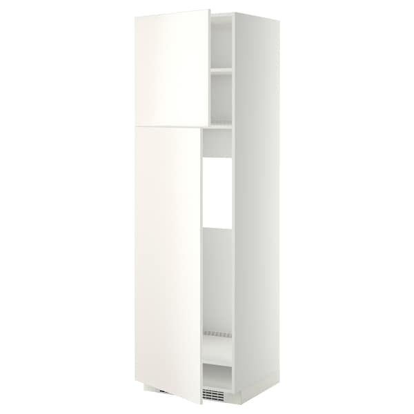 Ikea METOD - High cabinet for fridge w 2 doors, white/Veddinge white , 60x60x200 cm